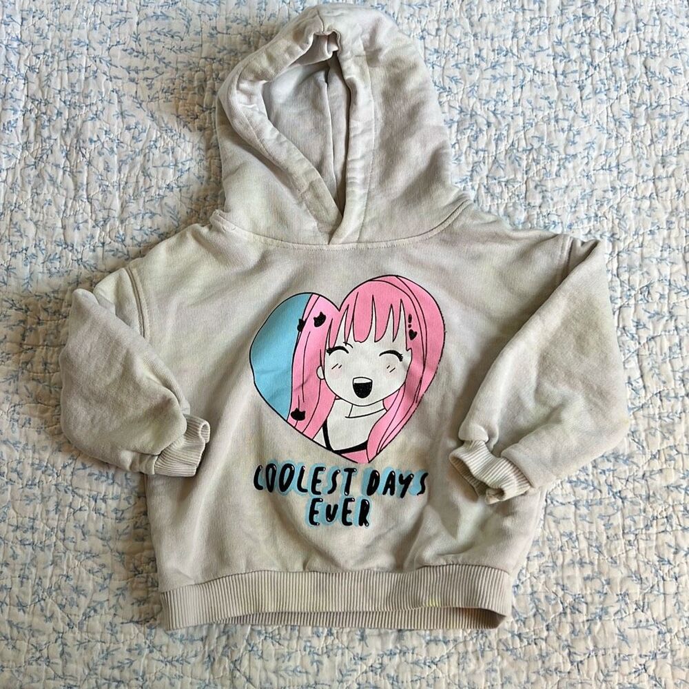 Zara Girls Anime Graphic Hoodie 18-24M Tie Dye